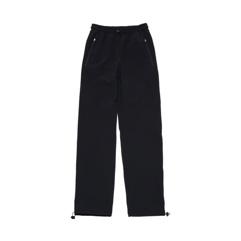 UNNA straight black running pants for men with a soft stretch and two front pockets.